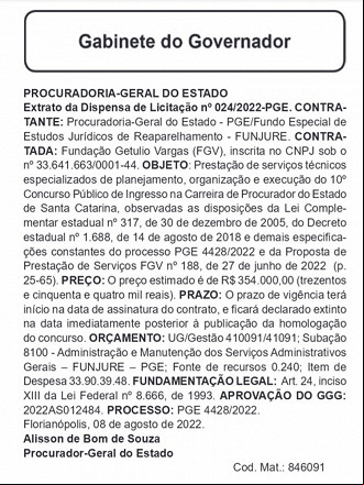 Contrato FGV - Concurso PGE-SC 2022 Contrato FGV - Concurso PGE-SC 2022