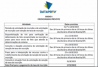 Reta final para inscrição no concurso da Dataprev, mas boleto pode ser pago até o dia 1º de setembro - Créditos: Reprodução/Edital CEBRASPE. Reta final para inscrição no concurso da Dataprev, mas boleto pode ser pago até o dia 1º de setembro - Créditos: Reprodução/Edital CEBRASPE.